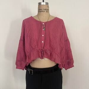 Lucky Brand cropped cotton blouse